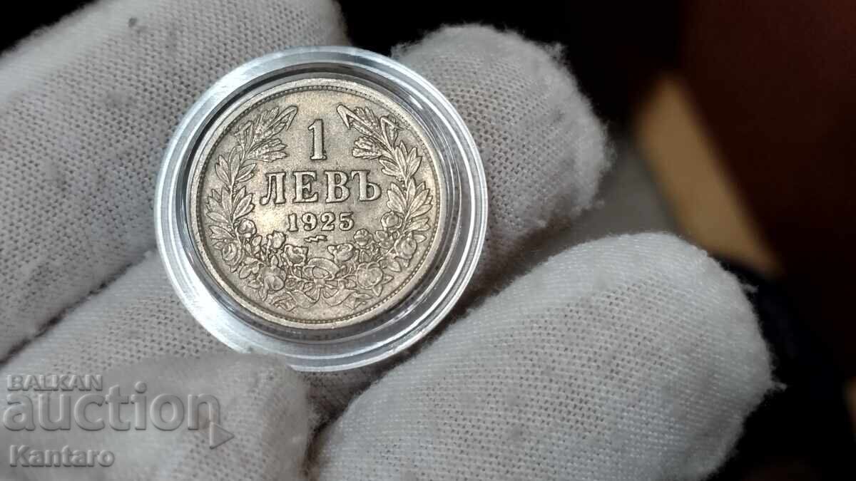 Аукцион Монета - БЪЛГАРИЯ - 1 лев - 1925 г. - със черта