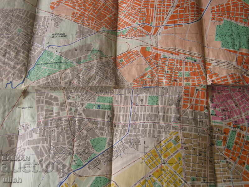 1957 old map plan of Sofia Cyrillic