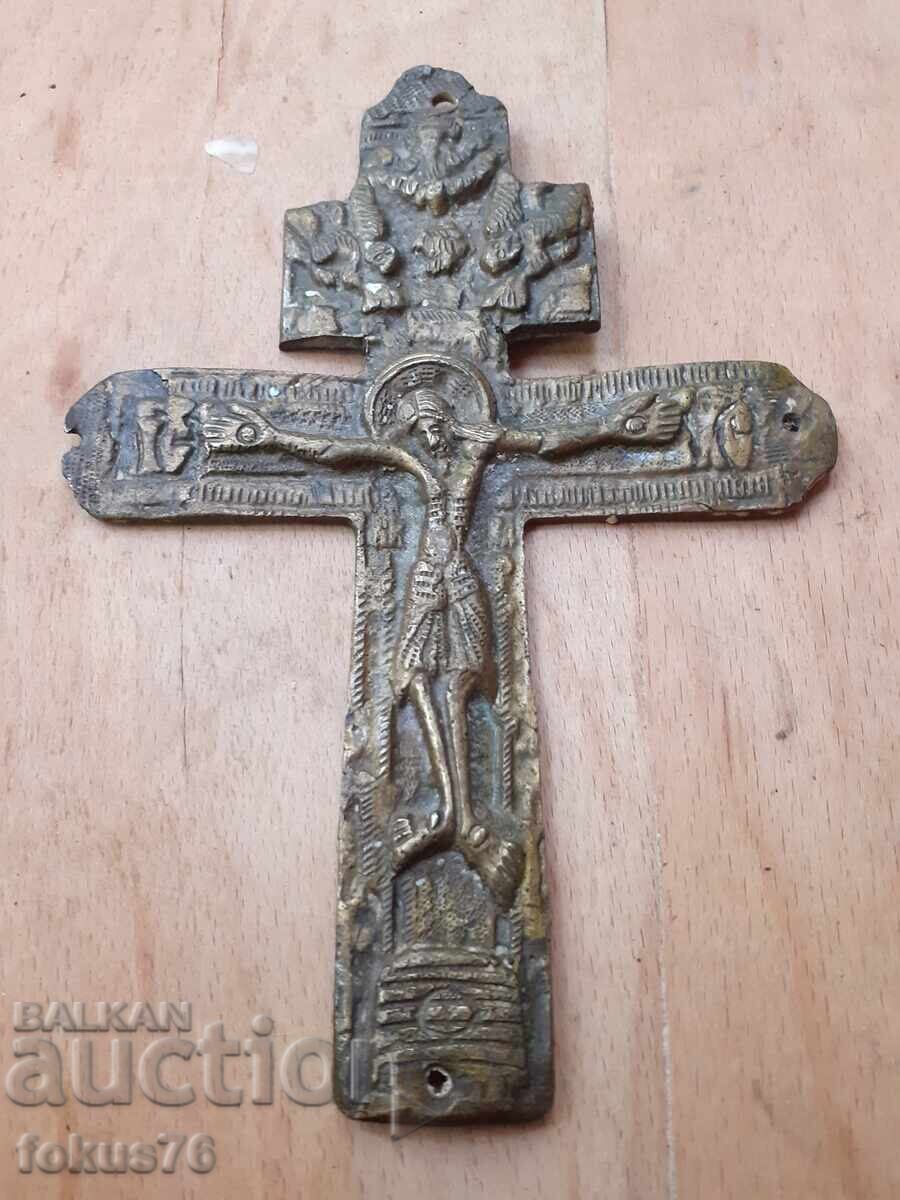Large, old Revival bronze cross, crucifixion, religion with price 159.00 BGN | € 81.30