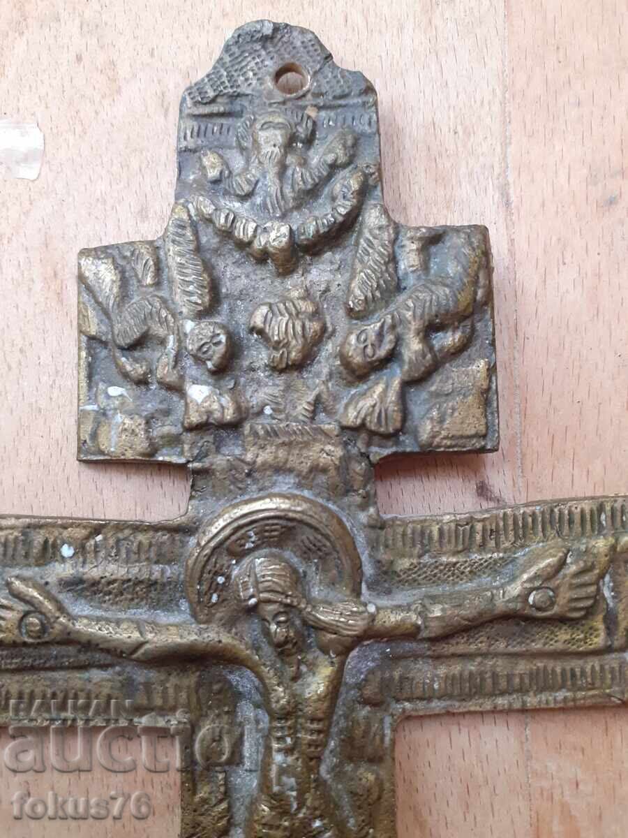 Delivery of Large, old Revival bronze cross, crucifixion, religion