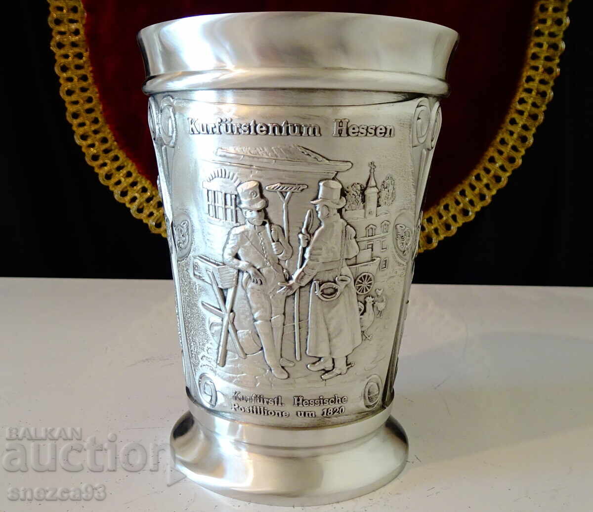 Pewter bowl, mug 300 ml, German post from 1820