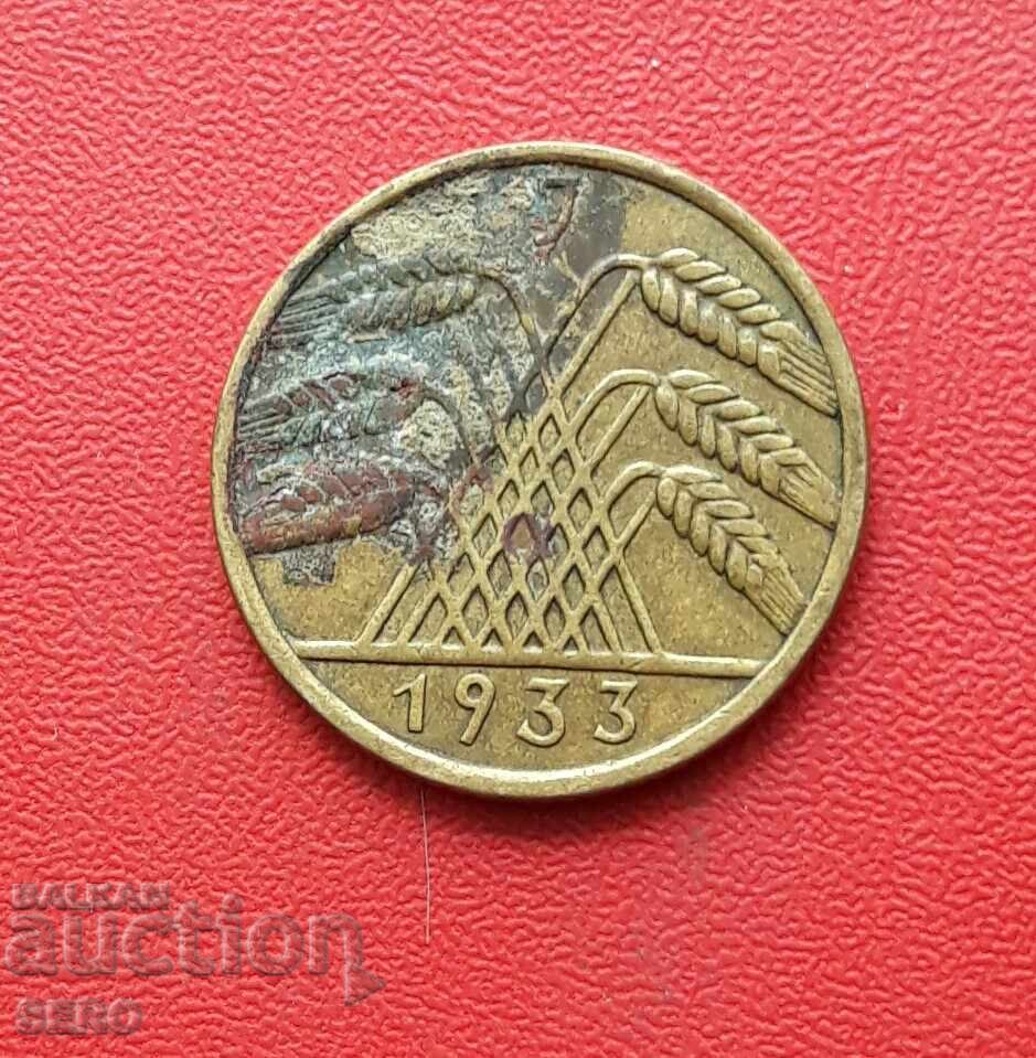 Γερμανία-10 Pfennig 1933 J-Hamburg-σπάνια με τιμή 2.01 BGN | € 1.03