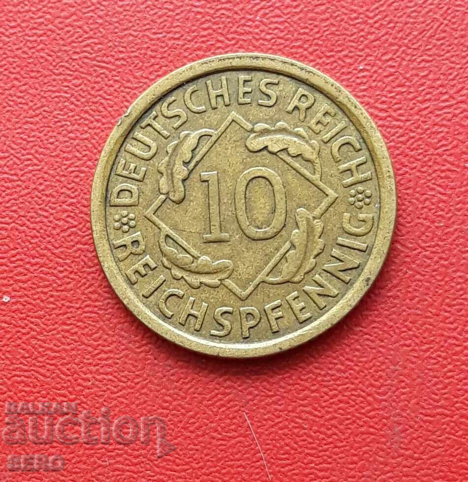 Γερμανία-10 Pfennig 1933 J-Hamburg-σπάνια