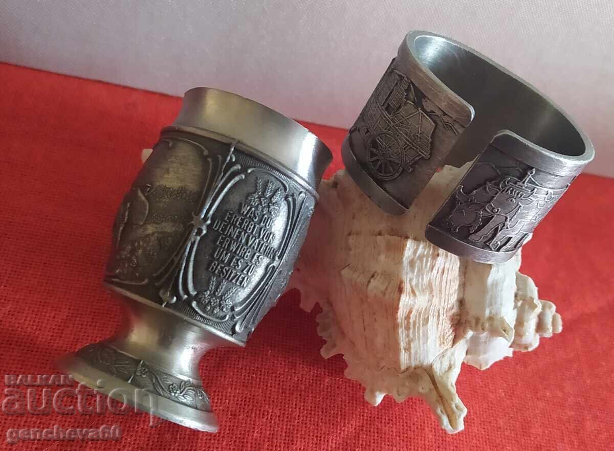 Αντίκα δαχτυλίδι πετσέτας από κασσίτερο ST.GALLER και φλιτζάνι με τιμή 12.00 BGN | € 6.14