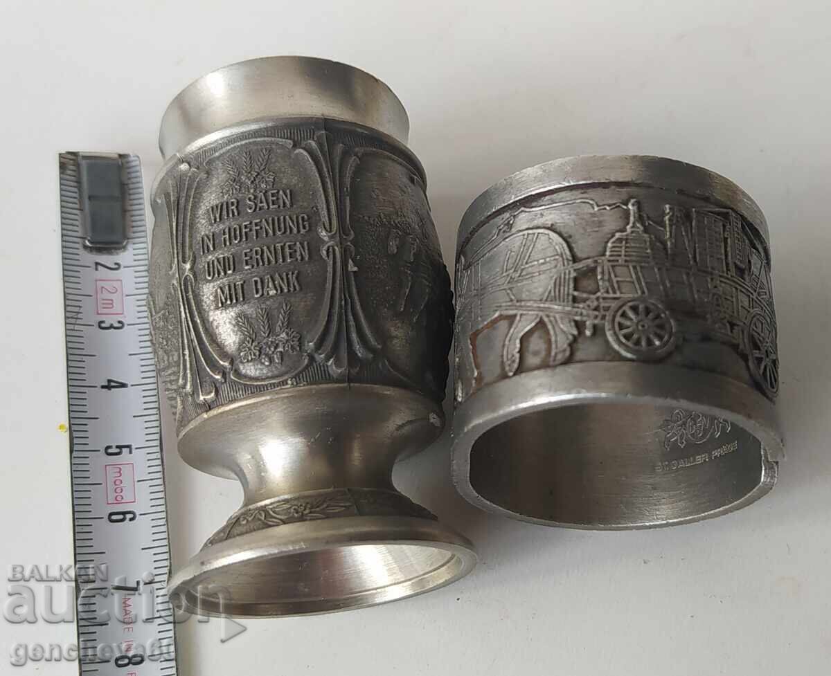 Inel antic din cositor pentru șervețel ST.GALLER și ceșcuță - 5