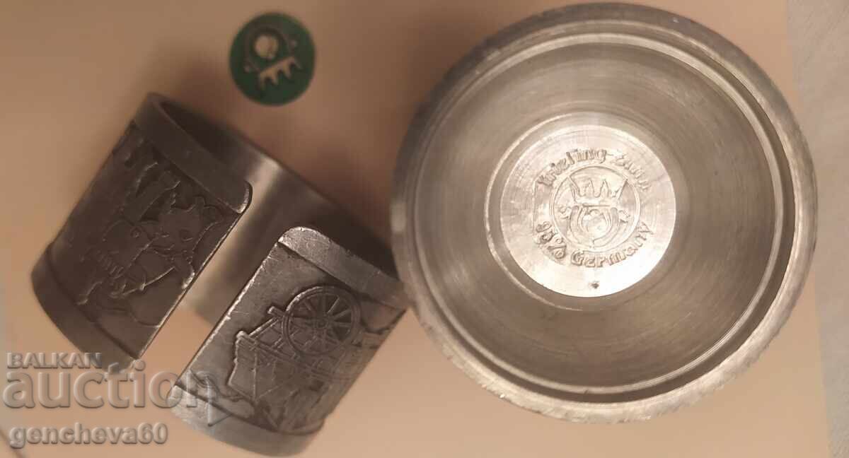 Αντίκα δαχτυλίδι πετσέτας από κασσίτερο ST.GALLER και φλιτζάνι - 7