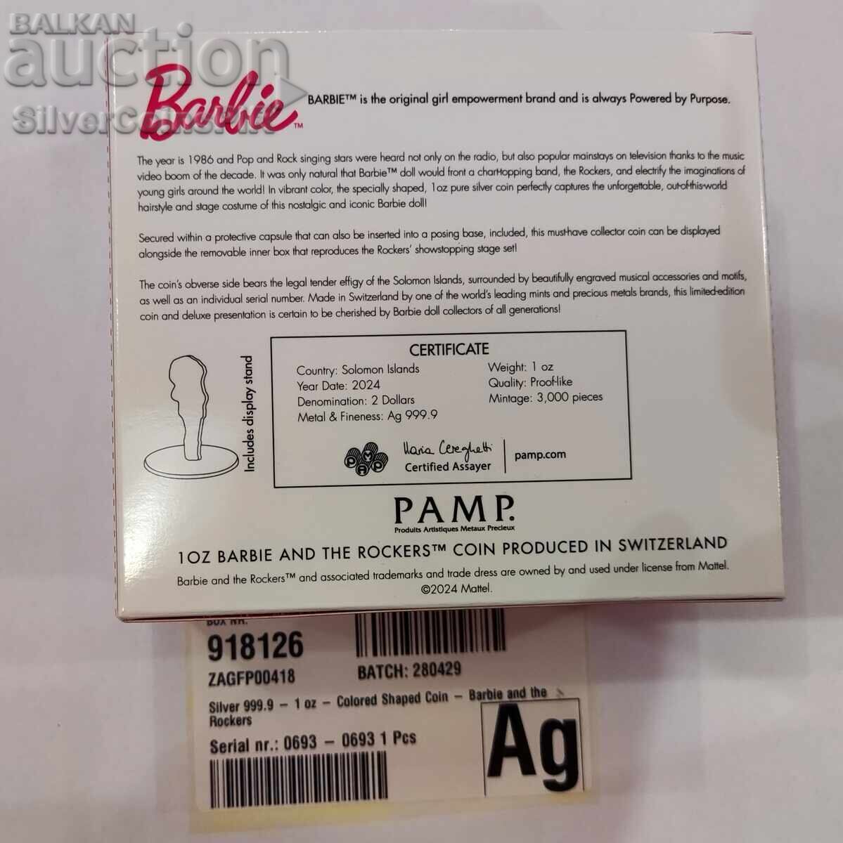 Silver 1 oz Barbie Singer 2024 Solomon Islands - 5 Silver 1 oz Barbie Singer 2024 Solomon Islands - 5