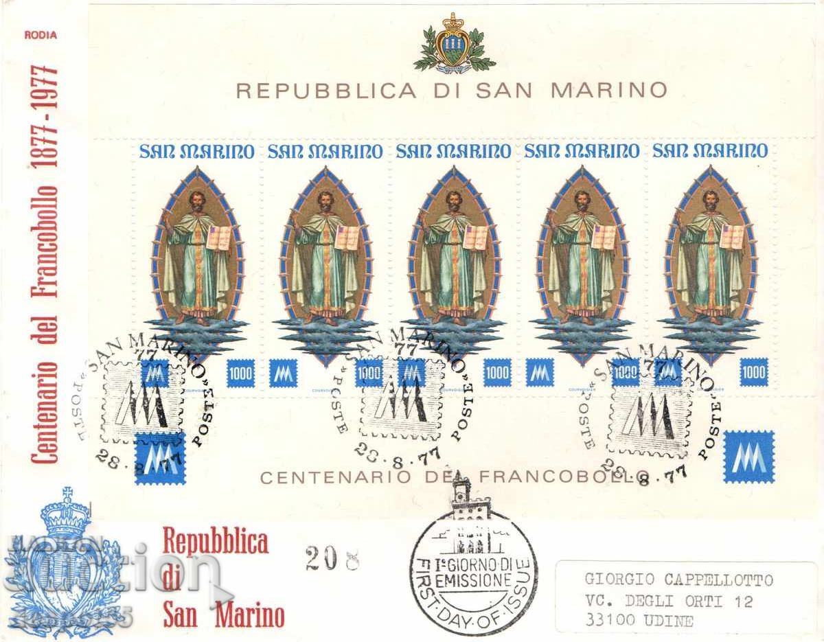 1977 San Marino. Prima marcă a San Marino. Plic Prima zi