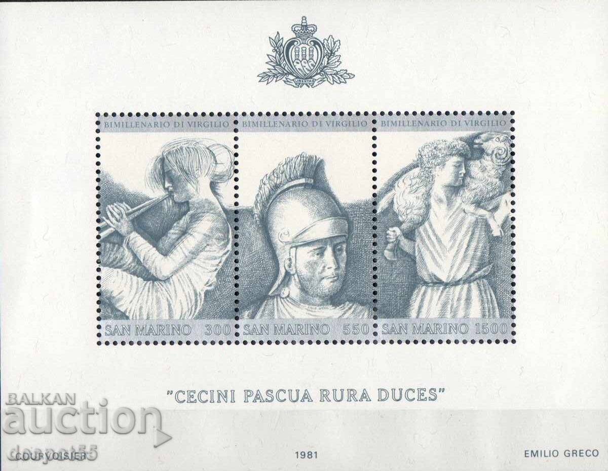 1981. Σαν Μαρίνο. 2000 γρ. από τον θάνατο του Βιργιλίου. Μπλοκ
