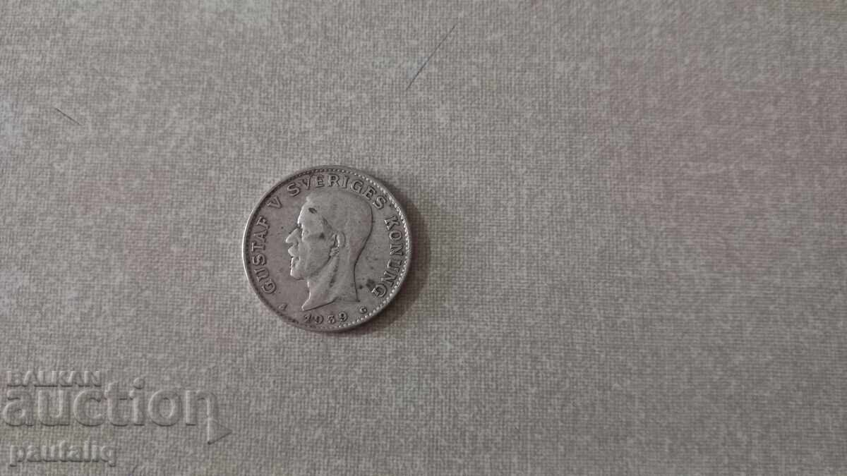 1 крона Швеция 1939 г - Сребро