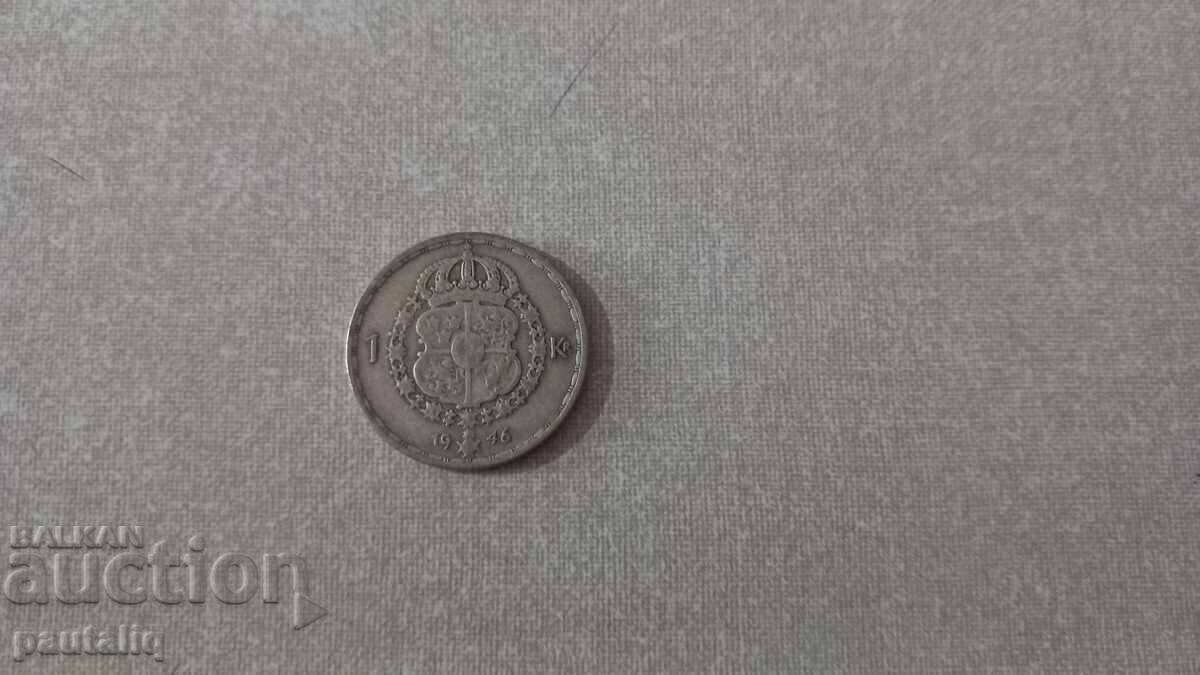 1 σουηδική κορώνα 1946 - Ασήμι 1 σουηδική κορώνα 1946 - Ασήμι