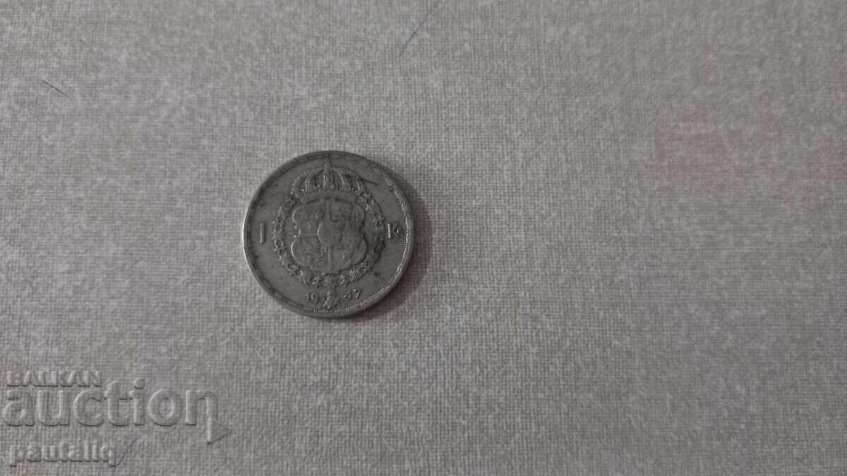 1 крона Швеция 1947 г - Сребро