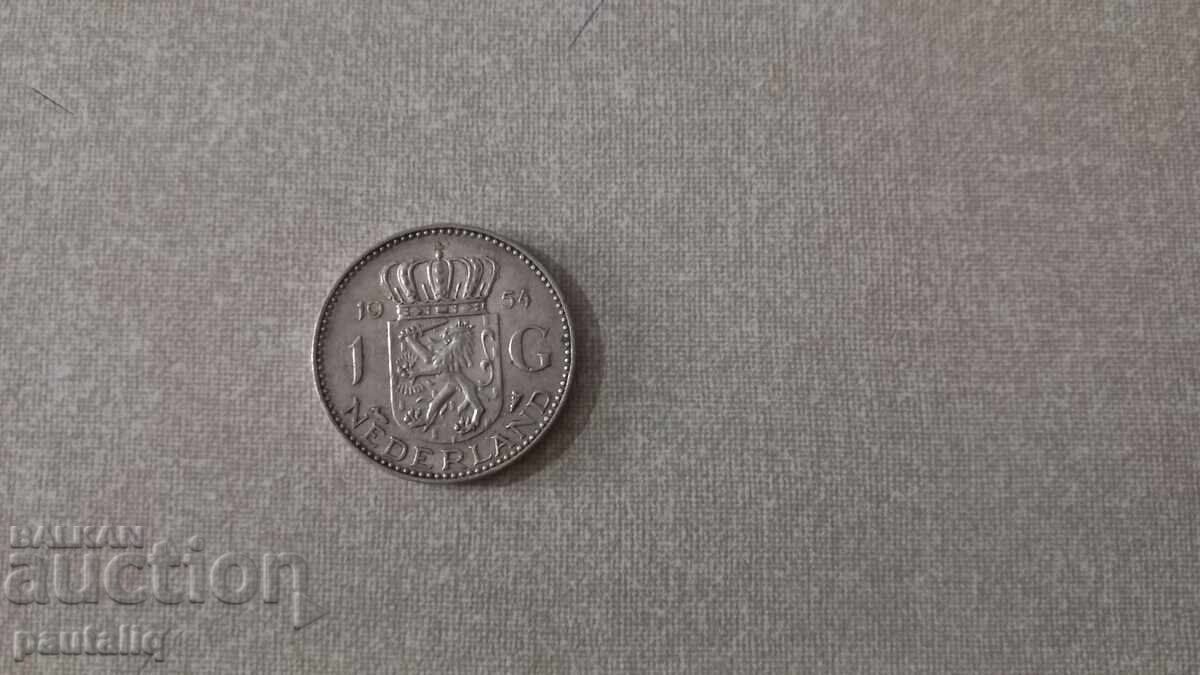 1 гулден Холандия 1954 г - Сребро