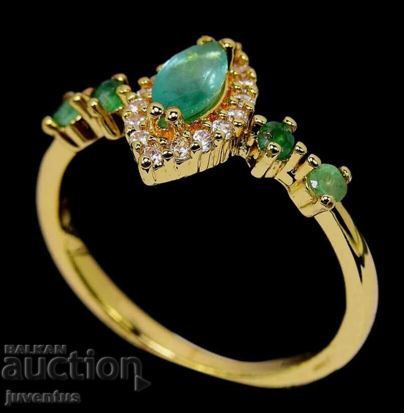 SILVER RING WITH EMERALDS (ZAMBIA) with price 99.00 BGN | € 50.62