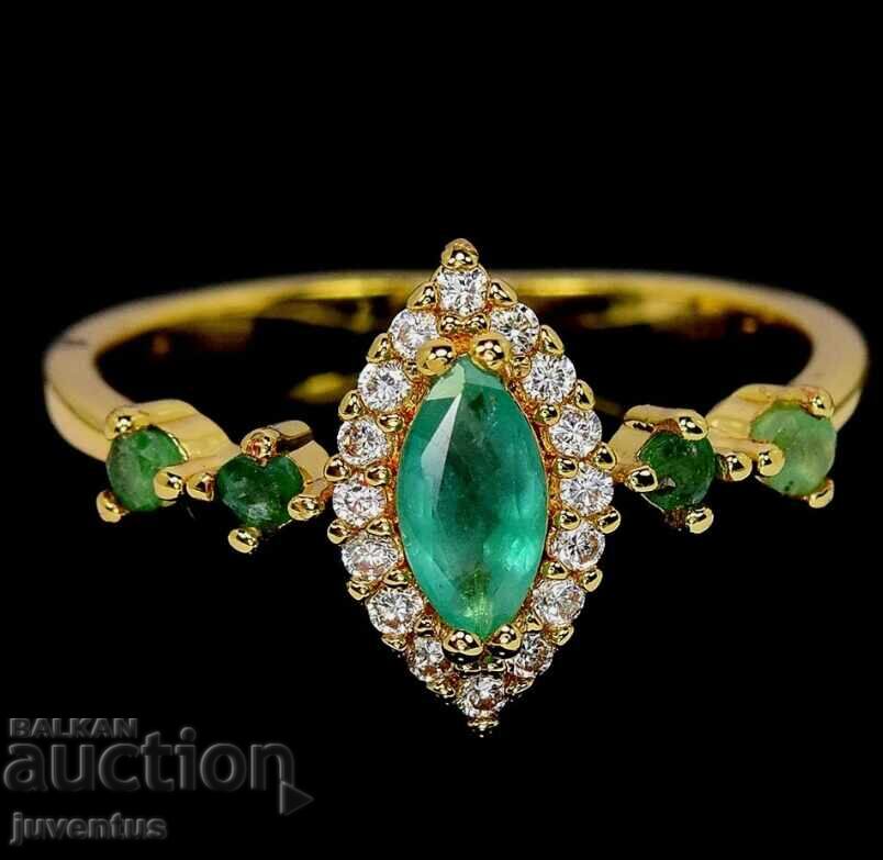 SILVER RING WITH EMERALDS (ZAMBIA)