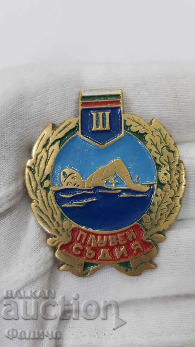 Semn socialistic rar timpuriu Arbitru de înot III grad 1950