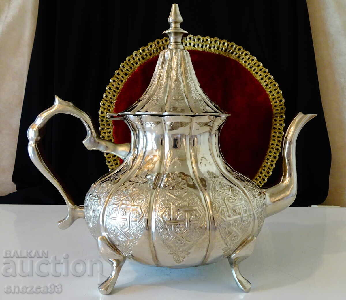 Silver-plated Moroccan bronze teapot 2 l., 1.1 kg with price 199.00 BGN | € 101.75