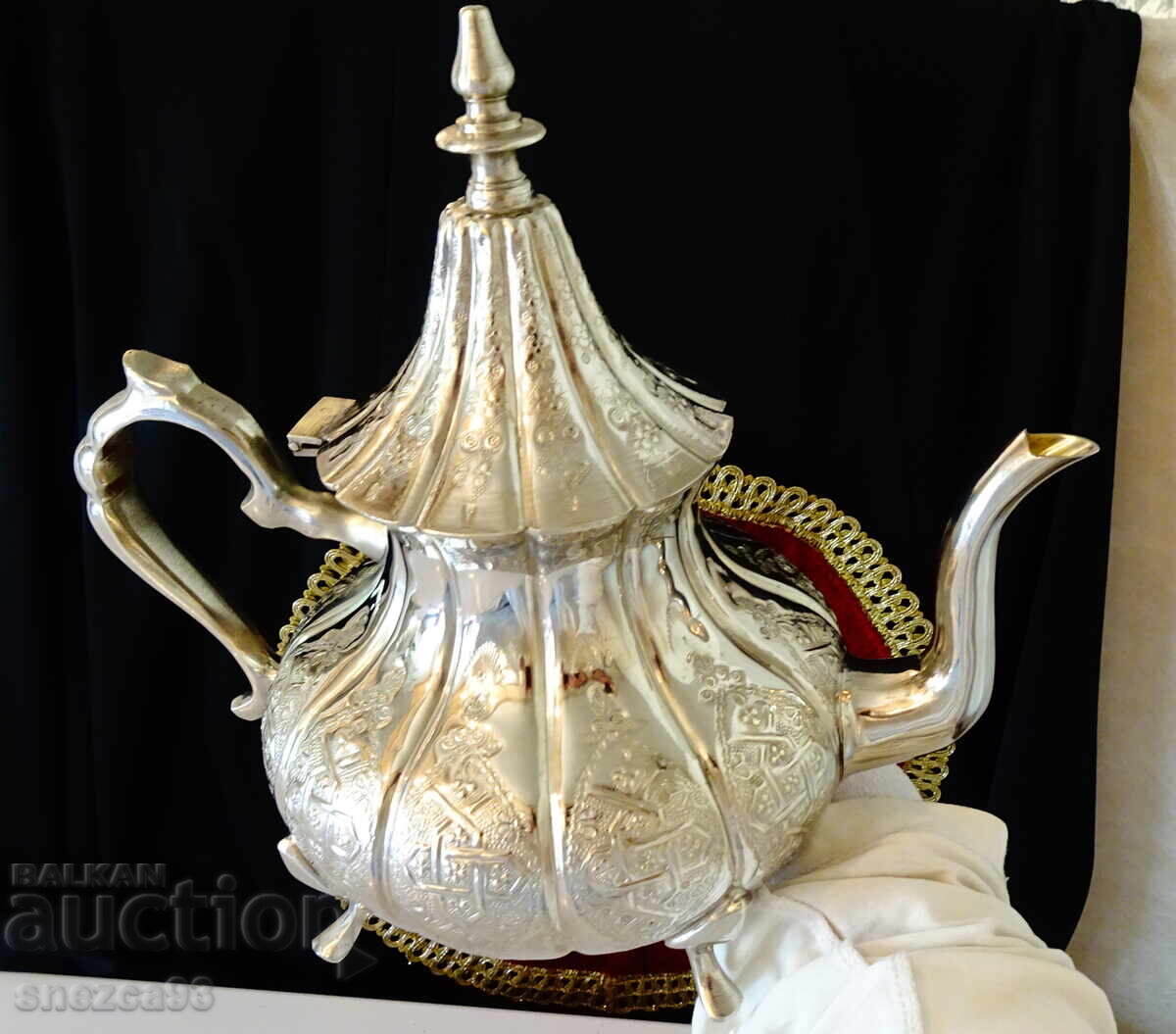 Silver-plated Moroccan bronze teapot 2 l., 1.1 kg - 6