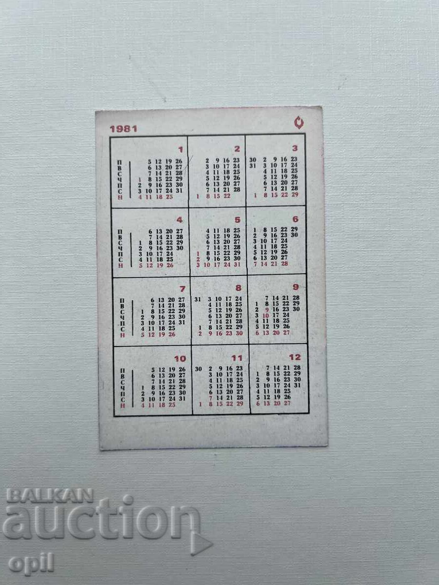 Календарче  ДСК 1981 с цена 0.80 лв. | € 0.41