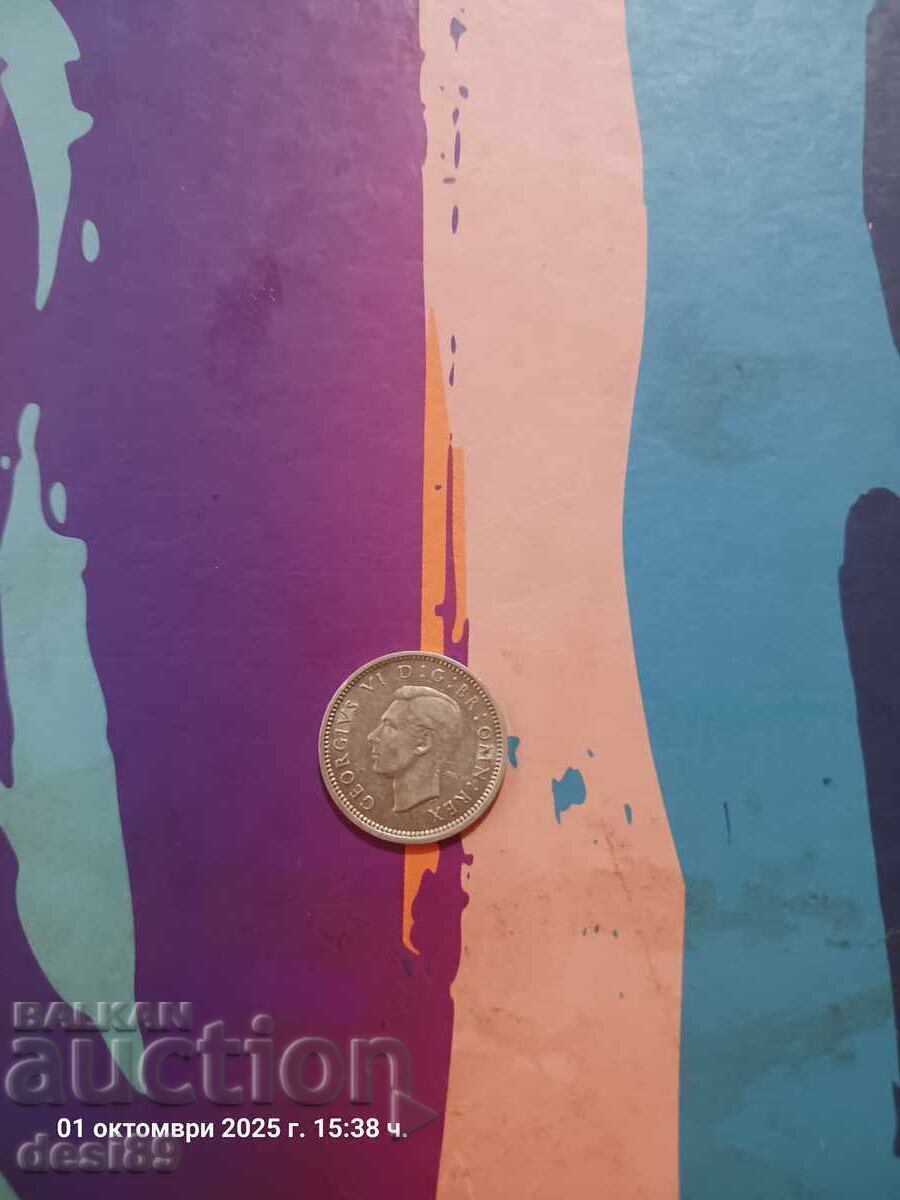 Δημοπρασία Τζορτζ 6 - 1937 - Τρία πένες - Ασημένιο Δημοπρασία Τζορτζ 6 - 1937 - Τρία πένες - Ασημένιο