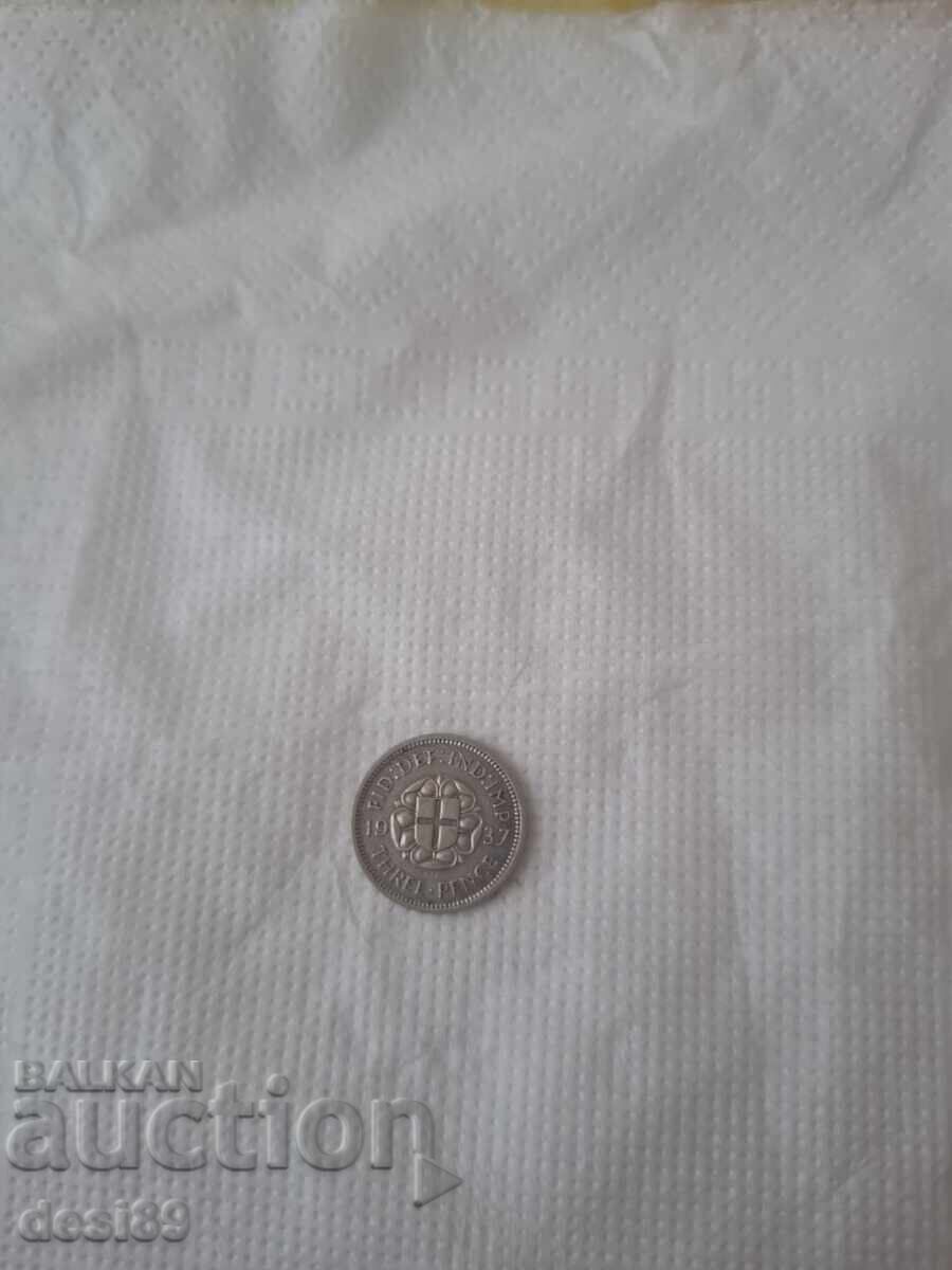 Τζορτζ 6 - 1937 - Τρία πένες - Ασημένιο Τζορτζ 6 - 1937 - Τρία πένες - Ασημένιο