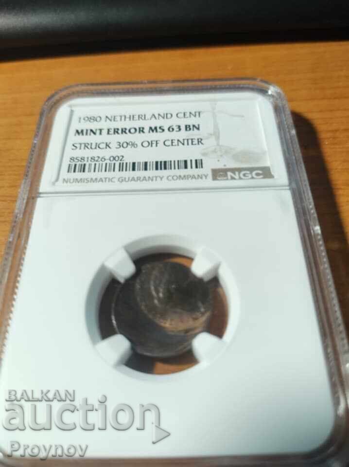 1C OLANDA EROARE MINT MS 63 BN cu preț € 306.78 | 600.01 BGN