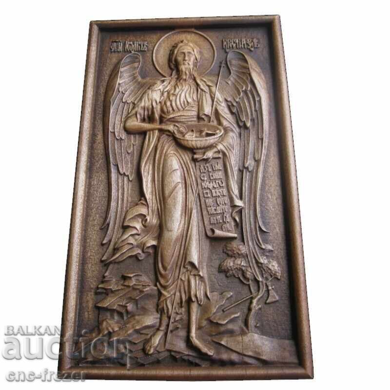 Auction Wood Carving Icon John the Baptist Auction Wood Carving Icon John the Baptist