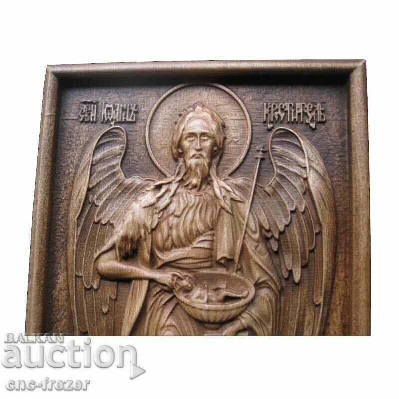 Wood Carving Icon John the Baptist - 6 Wood Carving Icon John the Baptist - 6