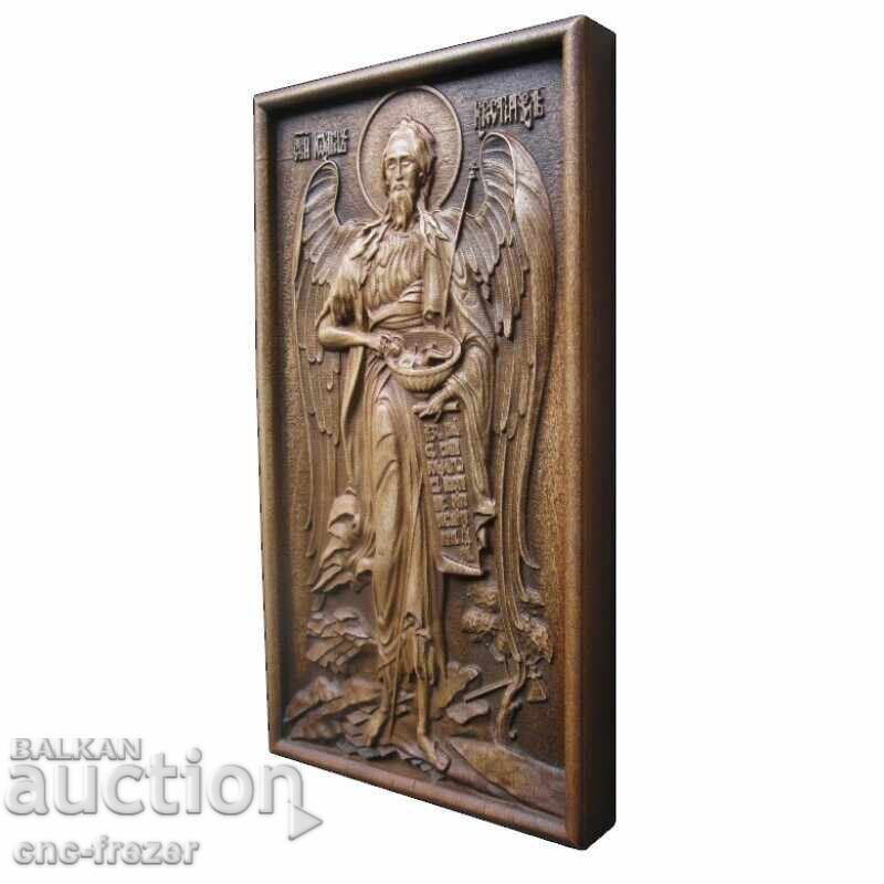 Wood Carving Icon John the Baptist - 7 Wood Carving Icon John the Baptist - 7