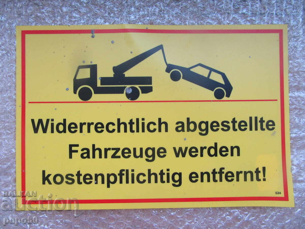 Plastic German sign for "Wrecker" - 30x20cm