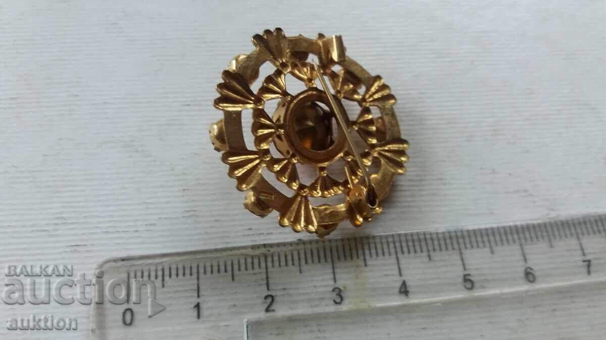 OLD BRONZE BROOCH WITH STONES - 6