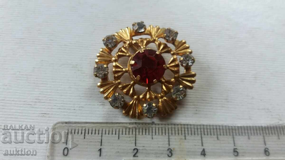 OLD BRONZE BROOCH WITH STONES