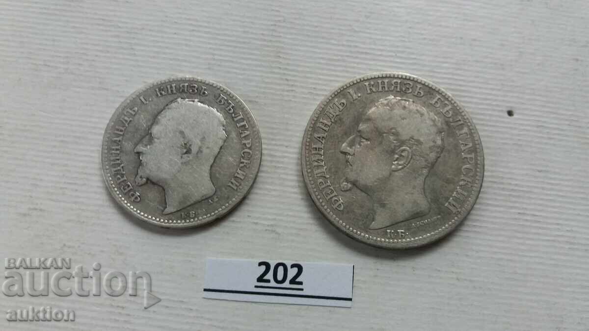 LOT OF 1 AND 2 LEVA FROM 1891 SILVER FERDINAND - 5