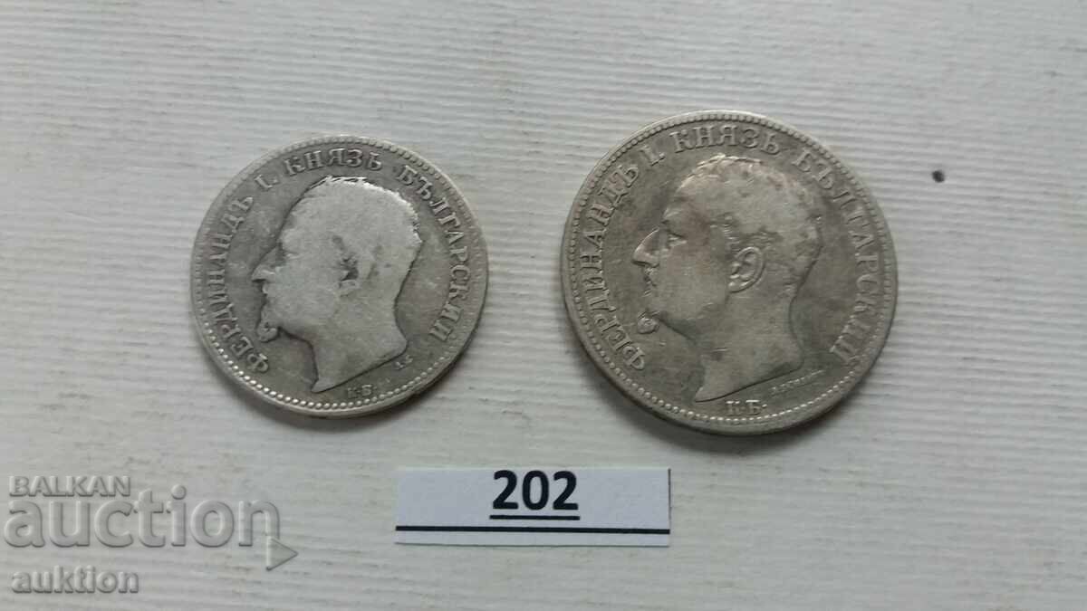 LOT OF 1 AND 2 LEVA FROM 1891 SILVER FERDINAND - 6