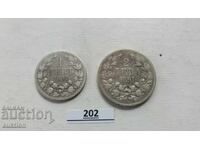 LOT OF 1 AND 2 LEVA FROM 1891 SILVER FERDINAND