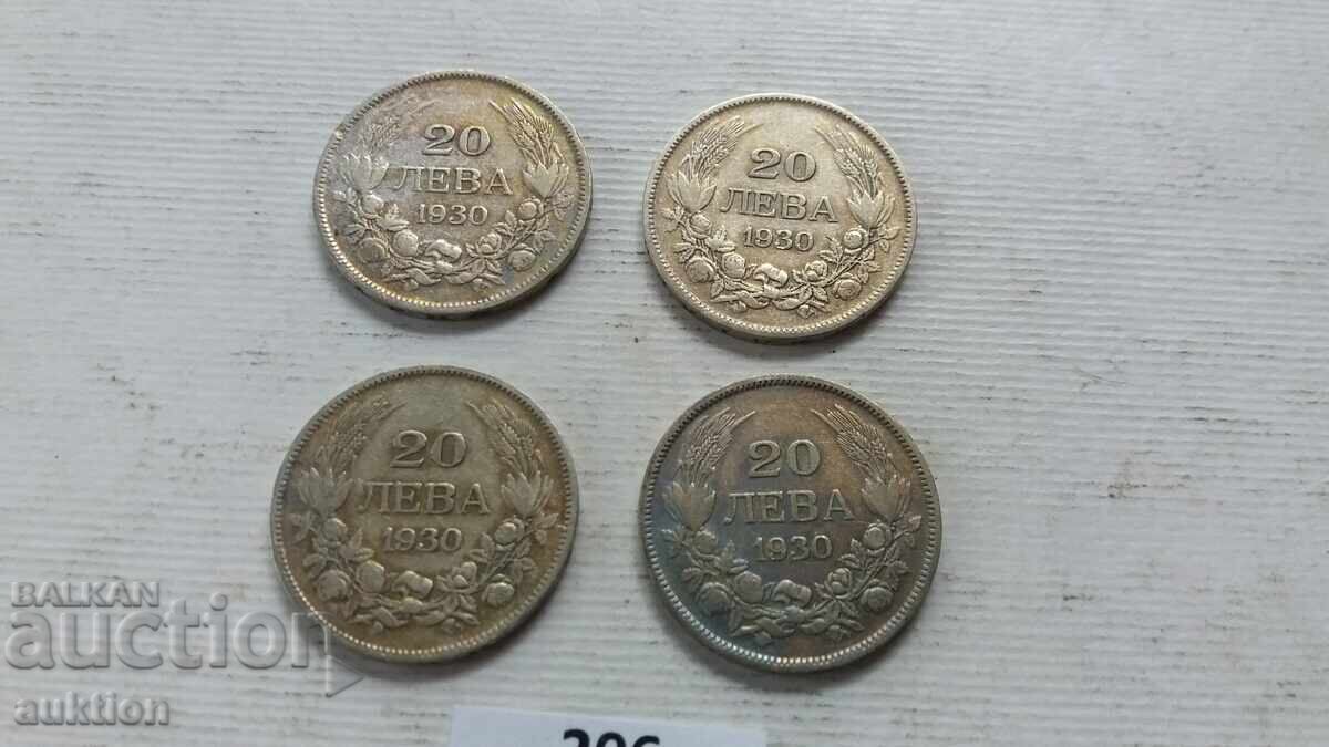 Delivery of 20 LEVA - 1930 YEAR - SILVER - BORIS - 3 - 4 PIECES Delivery of 20 LEVA - 1930 YEAR - SILVER - BORIS - 3 - 4 PIECES