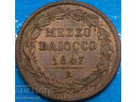 1/2 baĭoko 1847 V-Bolonya Βατικανό Γρηγόριος XVI χάλκινο