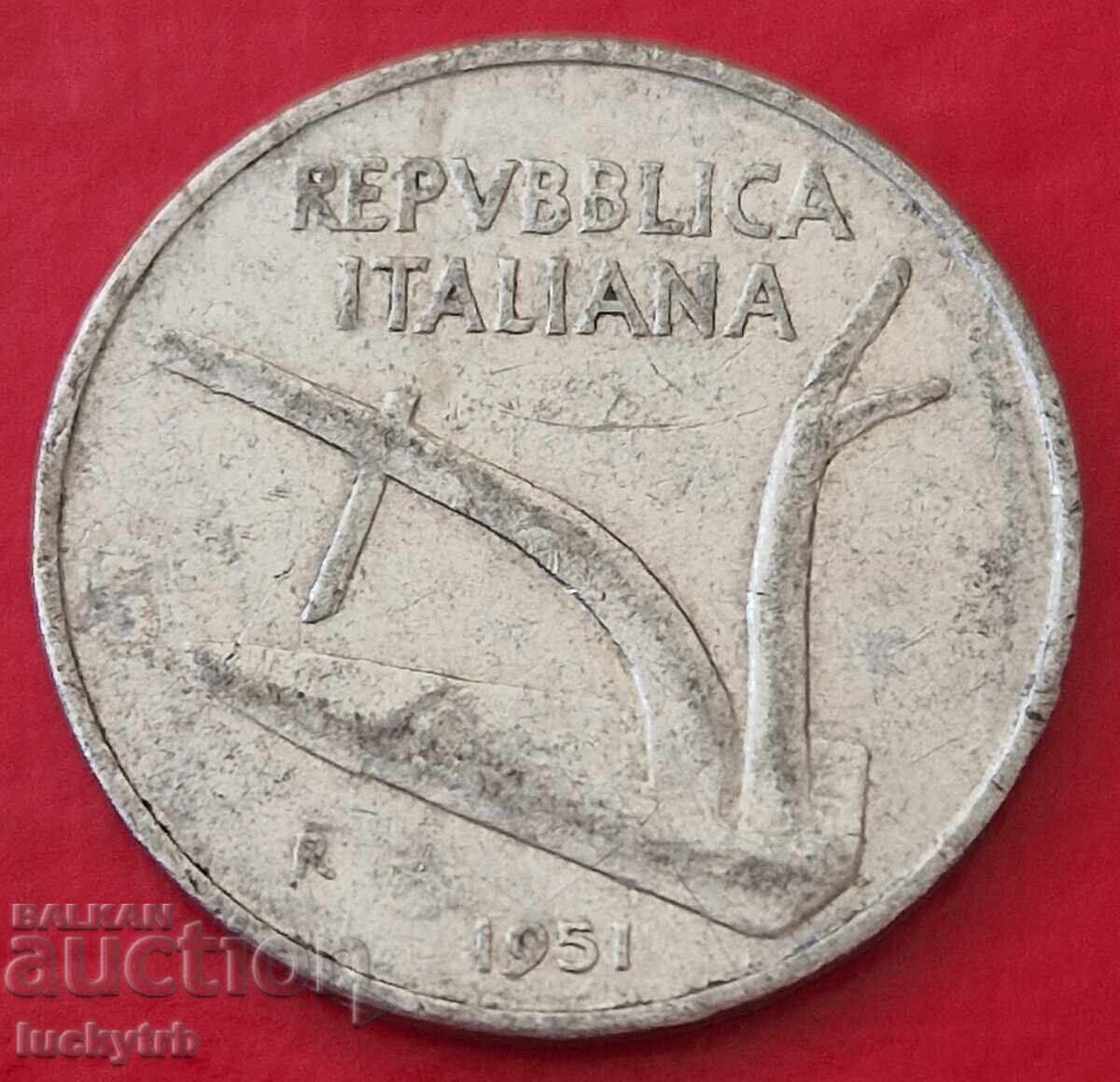 10 λίρες 1951 - Ιταλία με τιμή 0.30 BGN | € 0.15