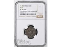 1942 Sweden Iron 2 Öre - Mint Error