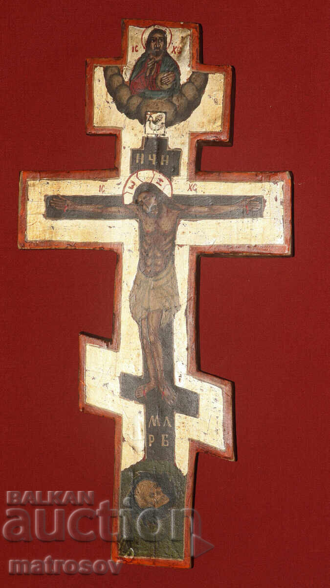 Hand-painted wooden cross, crucifix icon