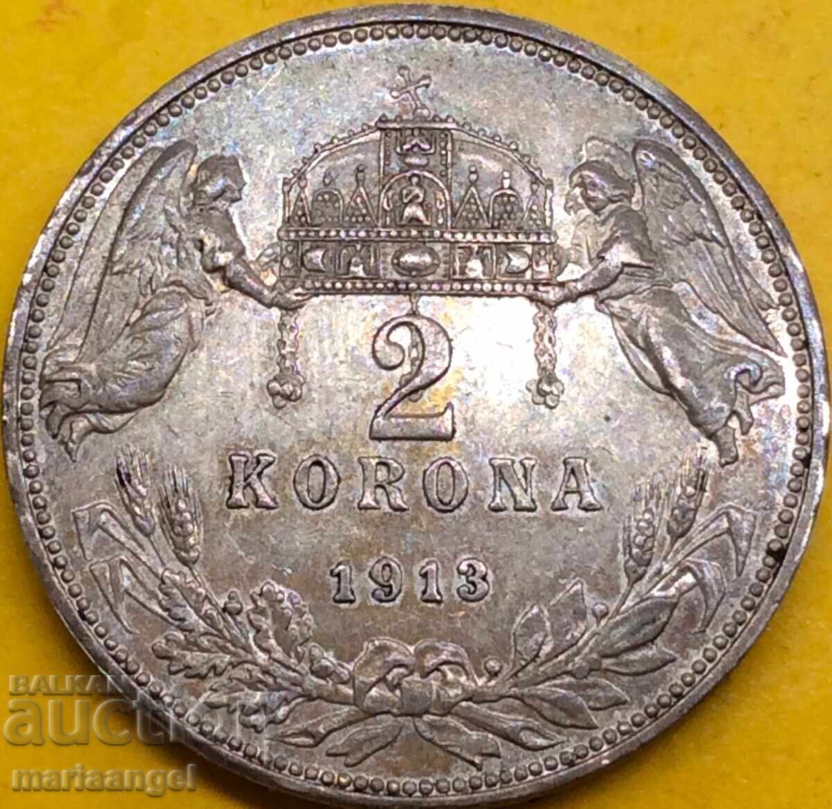 2 crowns 1913 Hungary Franz Joseph I 1848-1916 silver - 7
