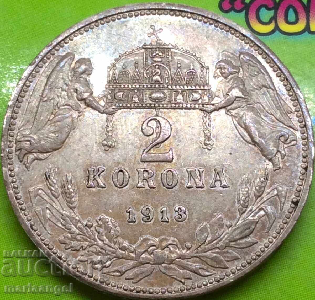 2 crowns 1913 Hungary Franz Joseph I 1848-1916 silver