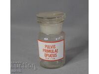 Sticlă farmaceutică veche din sticlă borcan farmacie PULVIS OPIATU