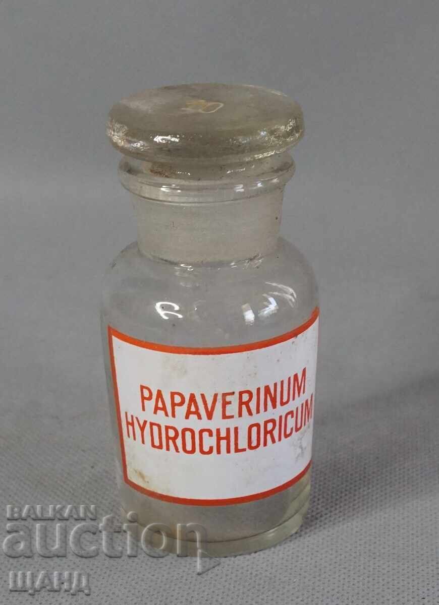 Sticlă farmaceutică veche din sticlă borcan farmacie PAPAVERINUM