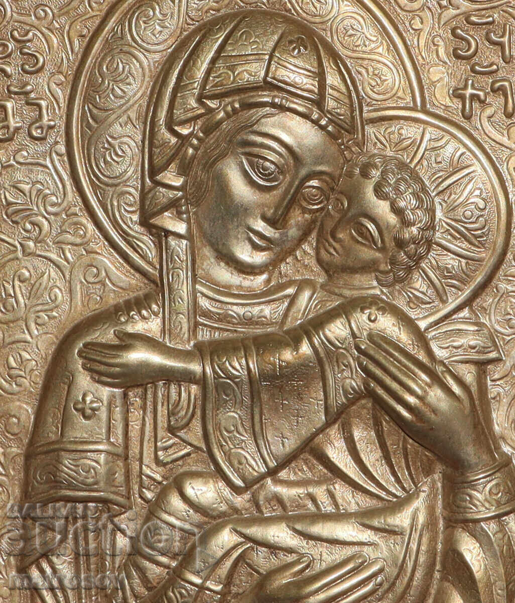 Delivery of Handmade icon, bas-relief, Virgin Mary with the Child