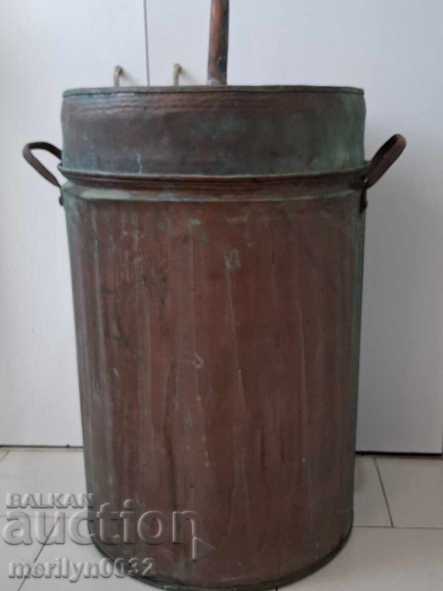 Σπιτικό καζάνι για ρακή χωρίς σωλήνα και σερπαντίνα χάλκινο με καπάκι