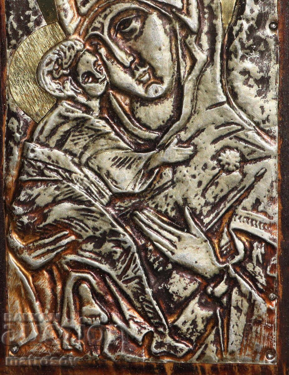 Licitație Icoană metalică lucrată manual, Maica Domnului cu Pruncul Licitație Icoană metalică lucrată manual, Maica Domnului cu Pruncul