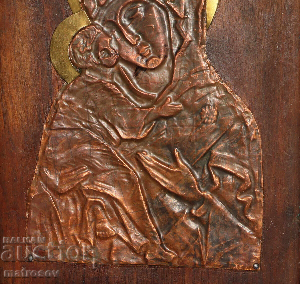 Delivery of Handmade copper icon of the Virgin Mary with the Child