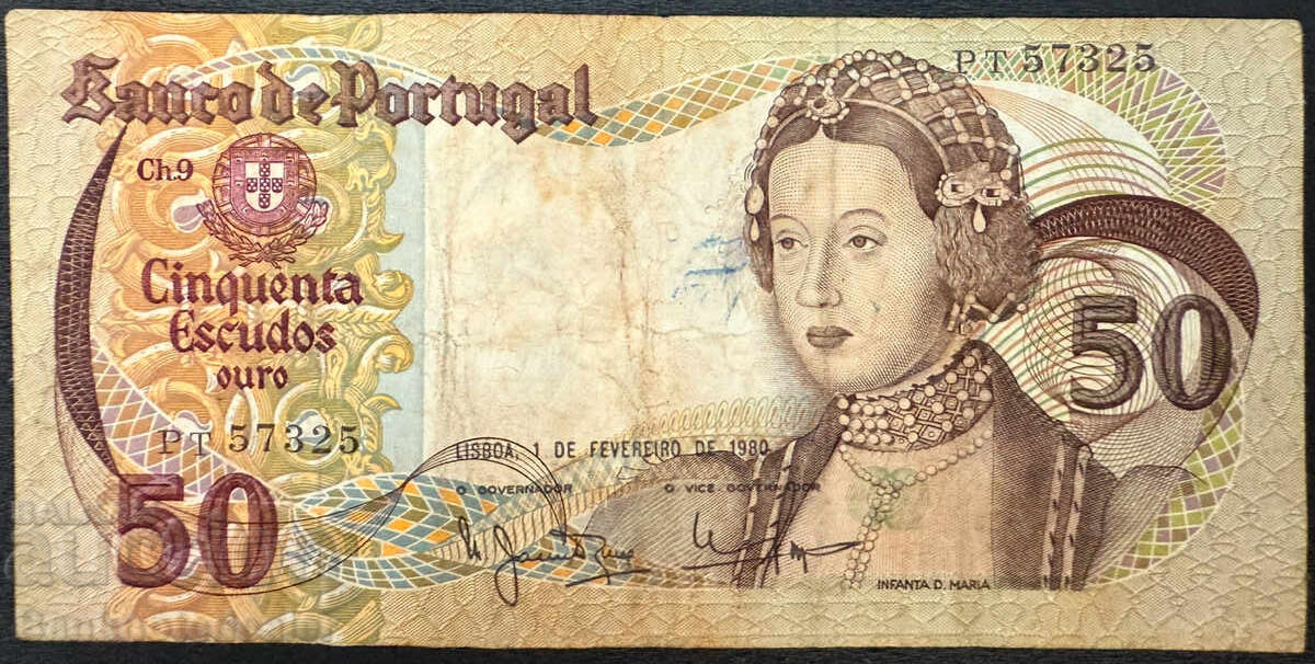 Portugal 50 Escudos 1980 Pick 177a Reference 7325 Portugal 50 Escudos 1980 Pick 177a Reference 7325