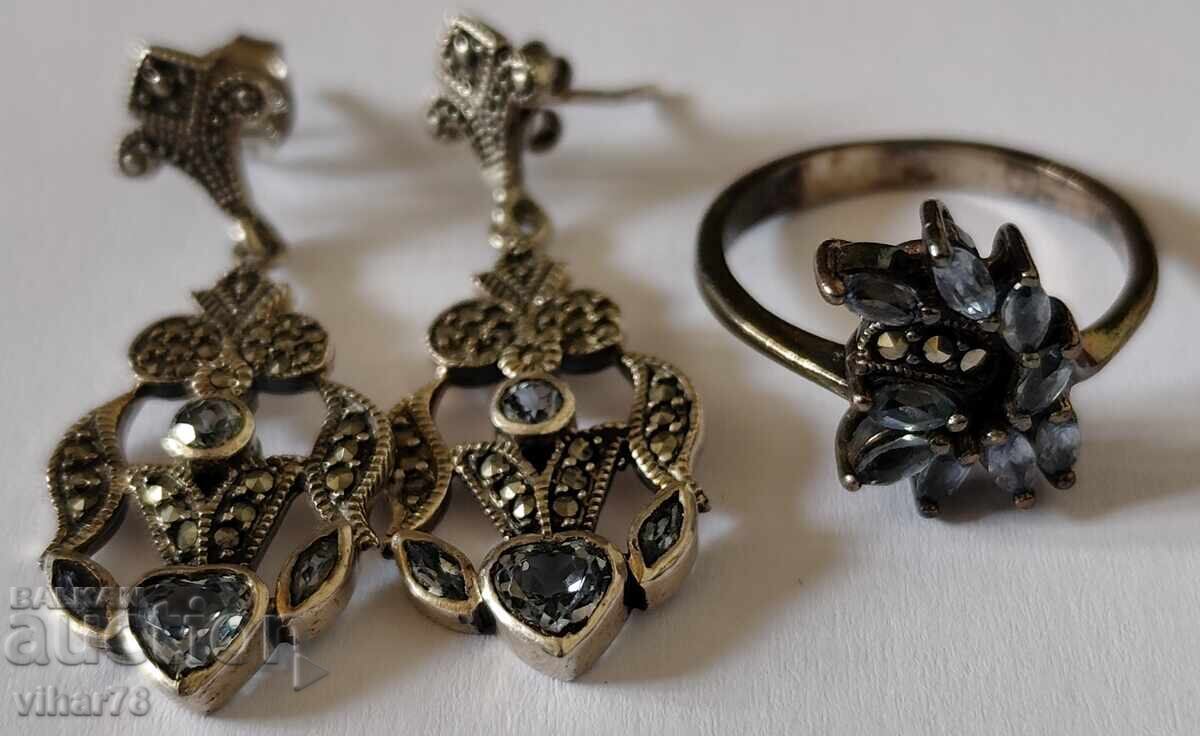 Foarte frumos set de cercei și inele din argint - 5 Foarte frumos set de cercei și inele din argint - 5